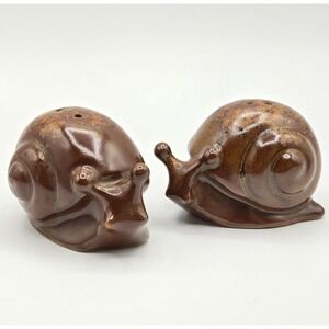Vintage Ceramic Salt & Pepper Shakers Mottled Brown Snails ENESCO Made in Japan